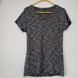 Grey and white workout short sleeve shirt